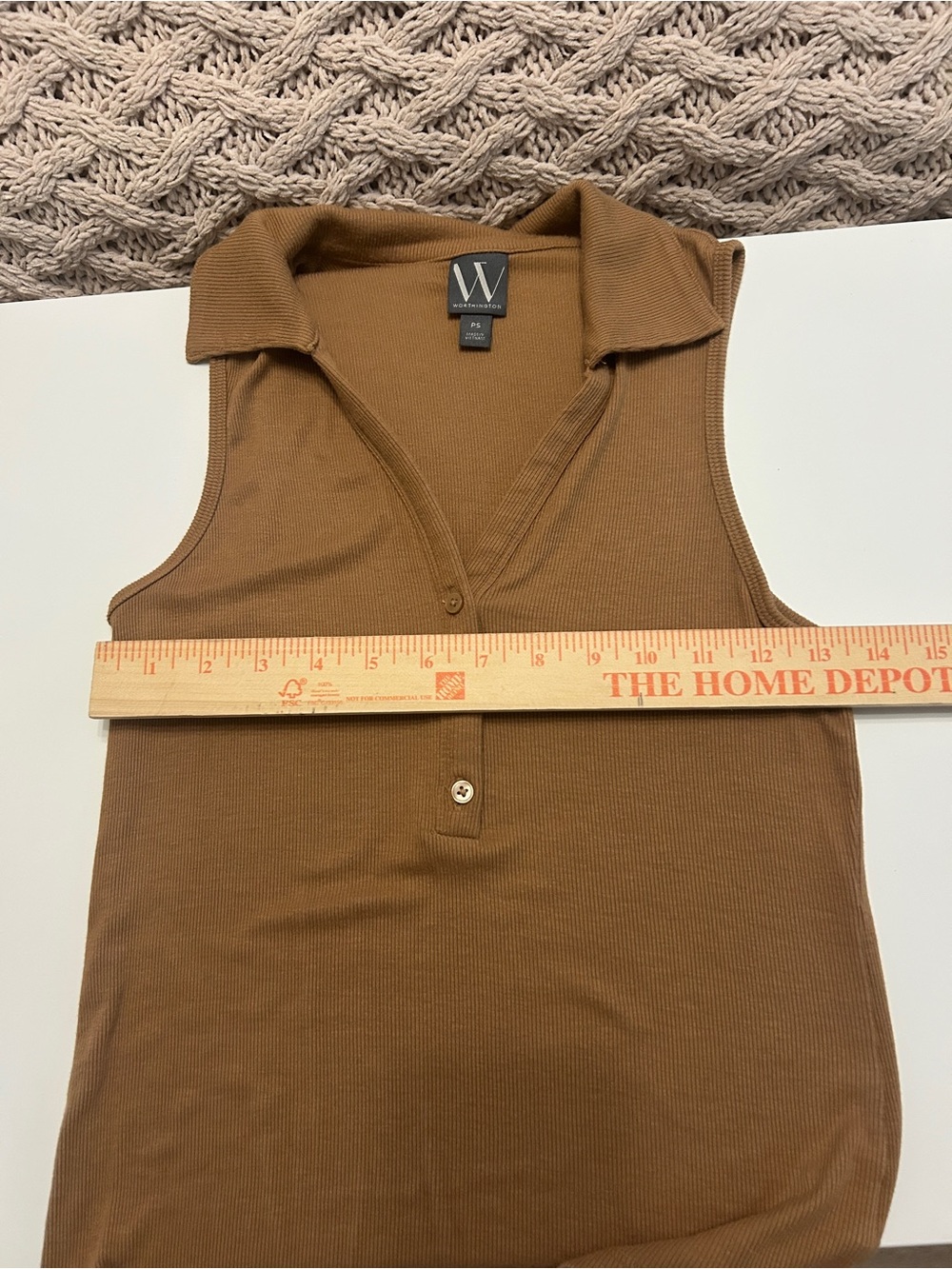 Worthington Ribbed Polo Tank Top - Caramel Brown SP - Picture 3 of 4
